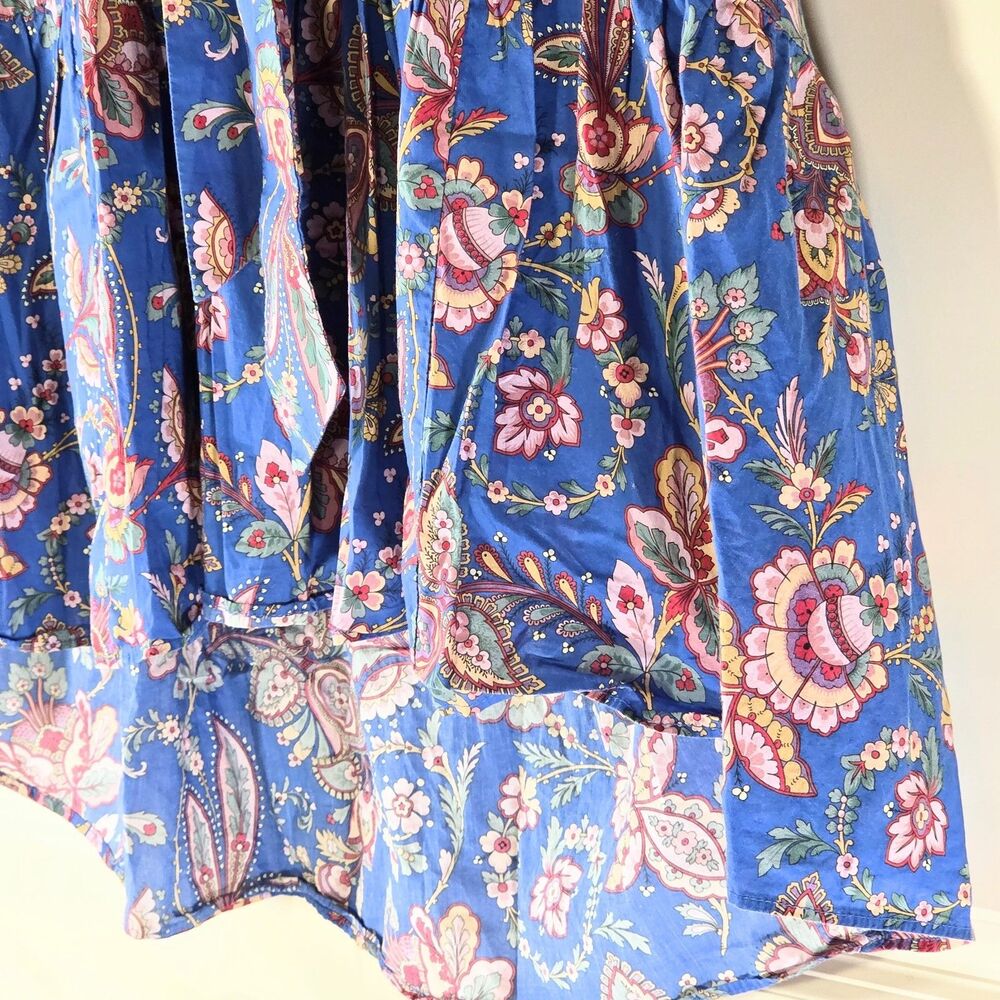 J.Crew Limited 100% Cotton Floral Paisley Asymmetrical Midi Skirt Belted Boho - Picture 5 of 12